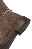 Women's Mink Zipper Buckled Suede Leather Boot | Derimod