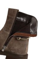 Women's Mink Zipper Buckled Suede Leather Boot | Derimod