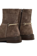 Women's Mink Zipper Buckled Suede Leather Boot | Derimod