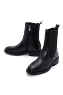Woman Black Zippered Leather Casual Boots | Derimod