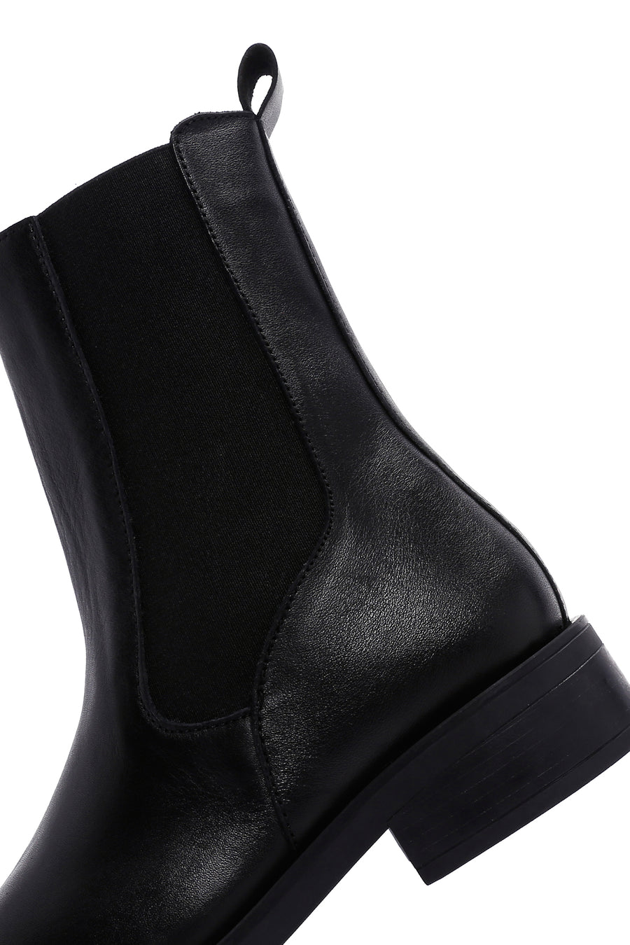 Woman Black Zippered Leather Casual Boots