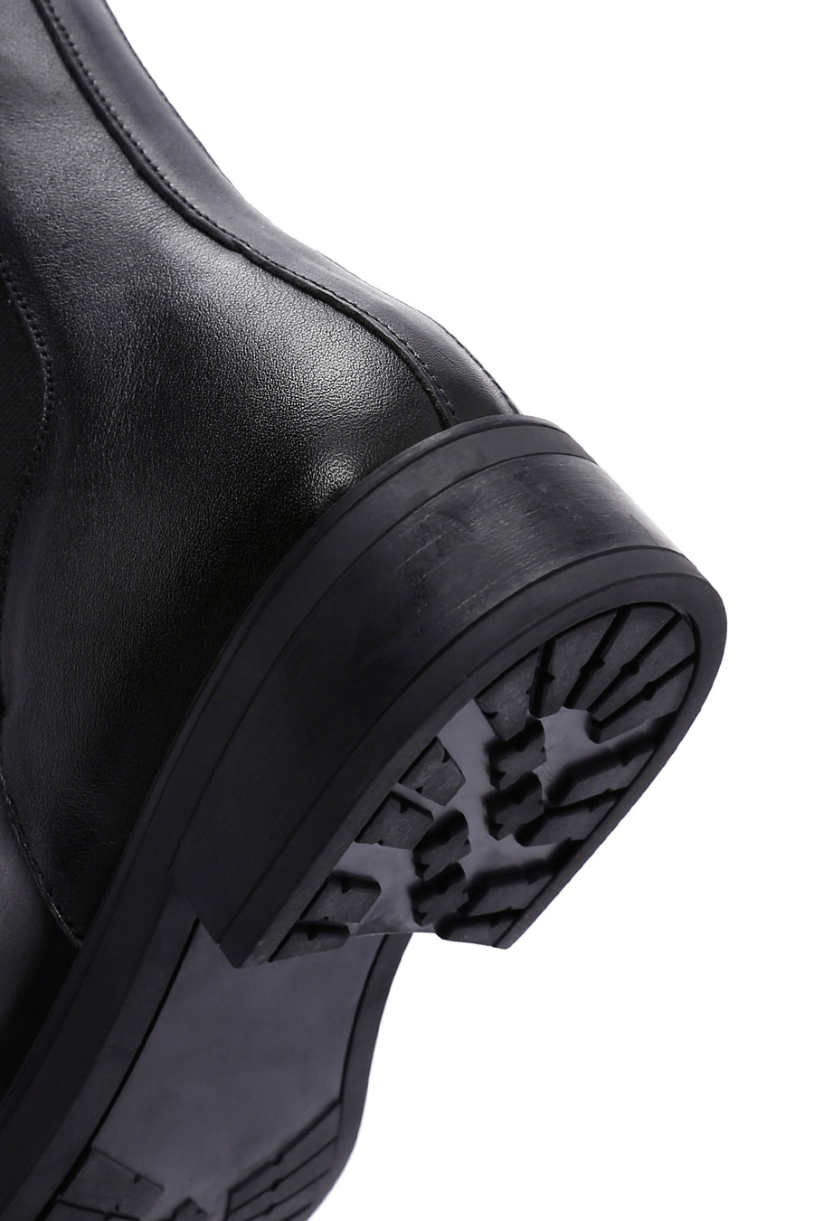 Woman Black Zippered Leather Casual Boots
