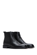 Men's Black Zippered Leather Casual Boots | Derimod