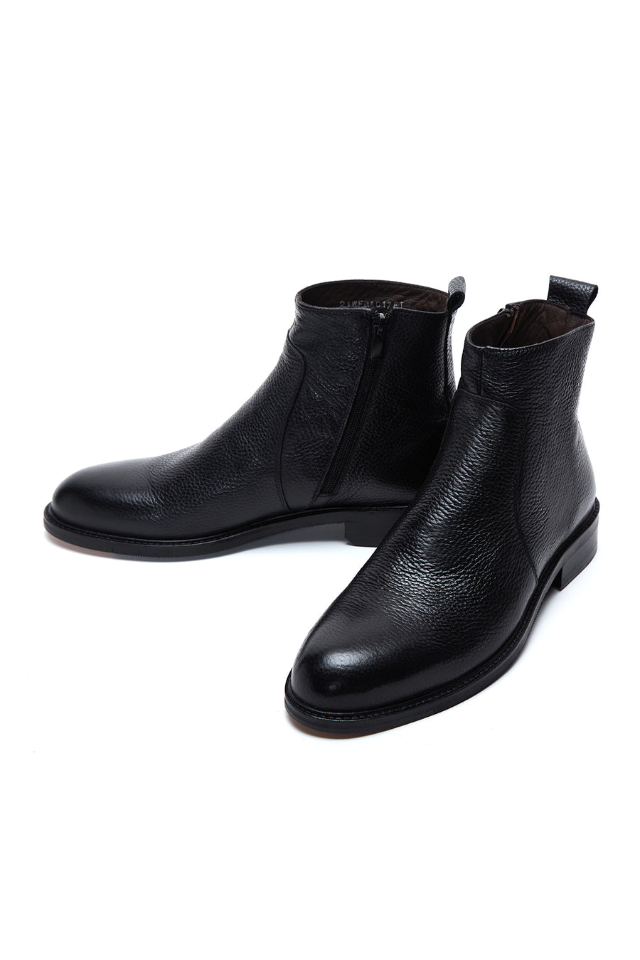 Men's Black Zippered Leather Casual Boots