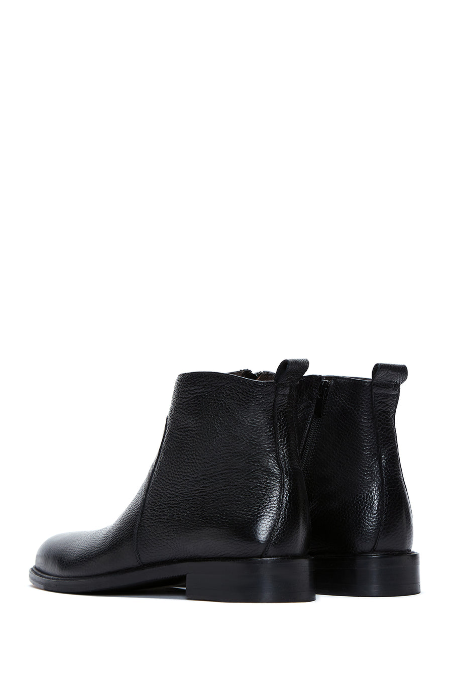 Men's Black Zippered Leather Casual Boots