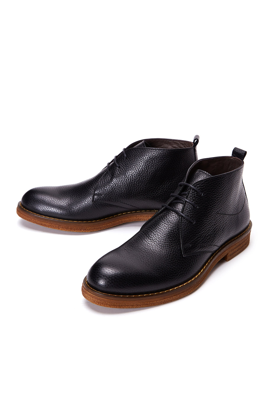 Men's Black Lace-Up Leather Casual Boots