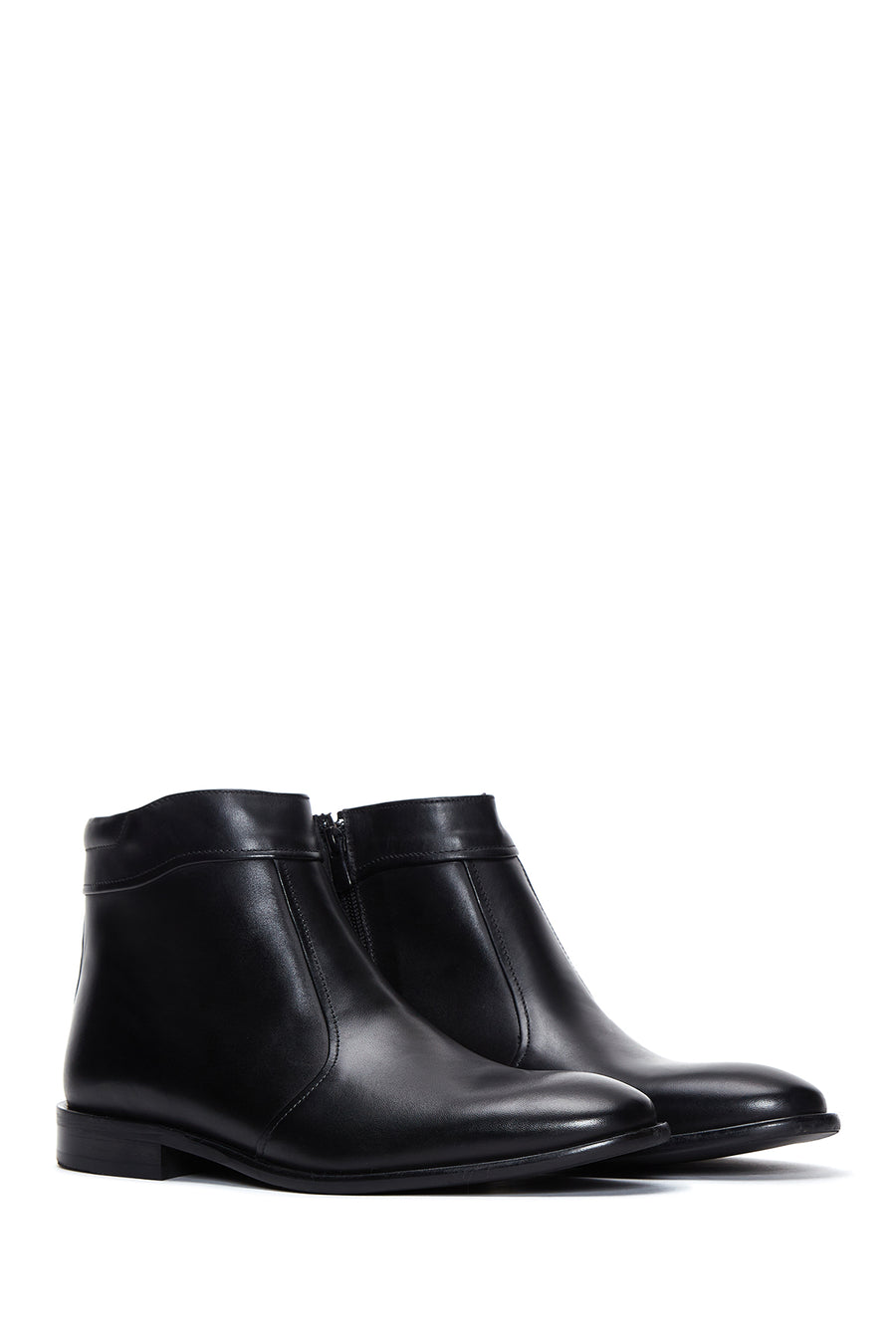 Men's Black Zippered Leather Classic Boat