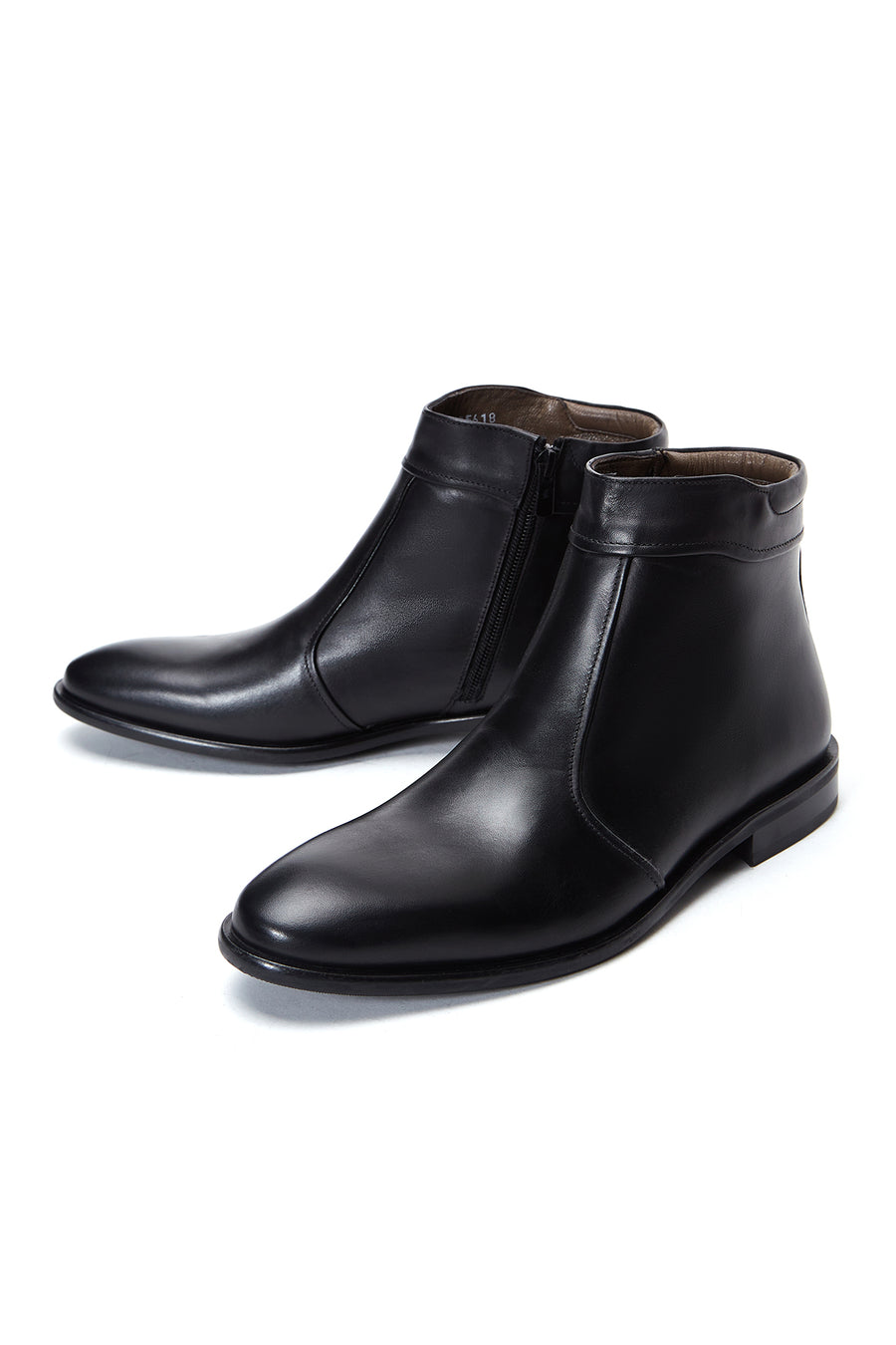 Men's Black Zippered Leather Classic Boat