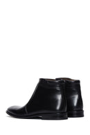 Men's Black Zippered Leather Classic Boat | Derimod