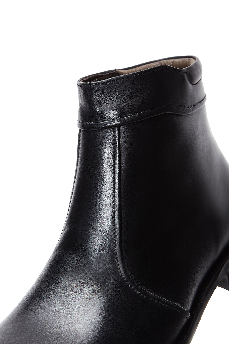 Men's Black Zippered Leather Classic Boat