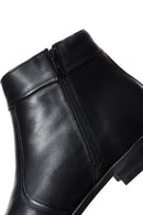 Men's Black Zippered Leather Classic Boat | Derimod