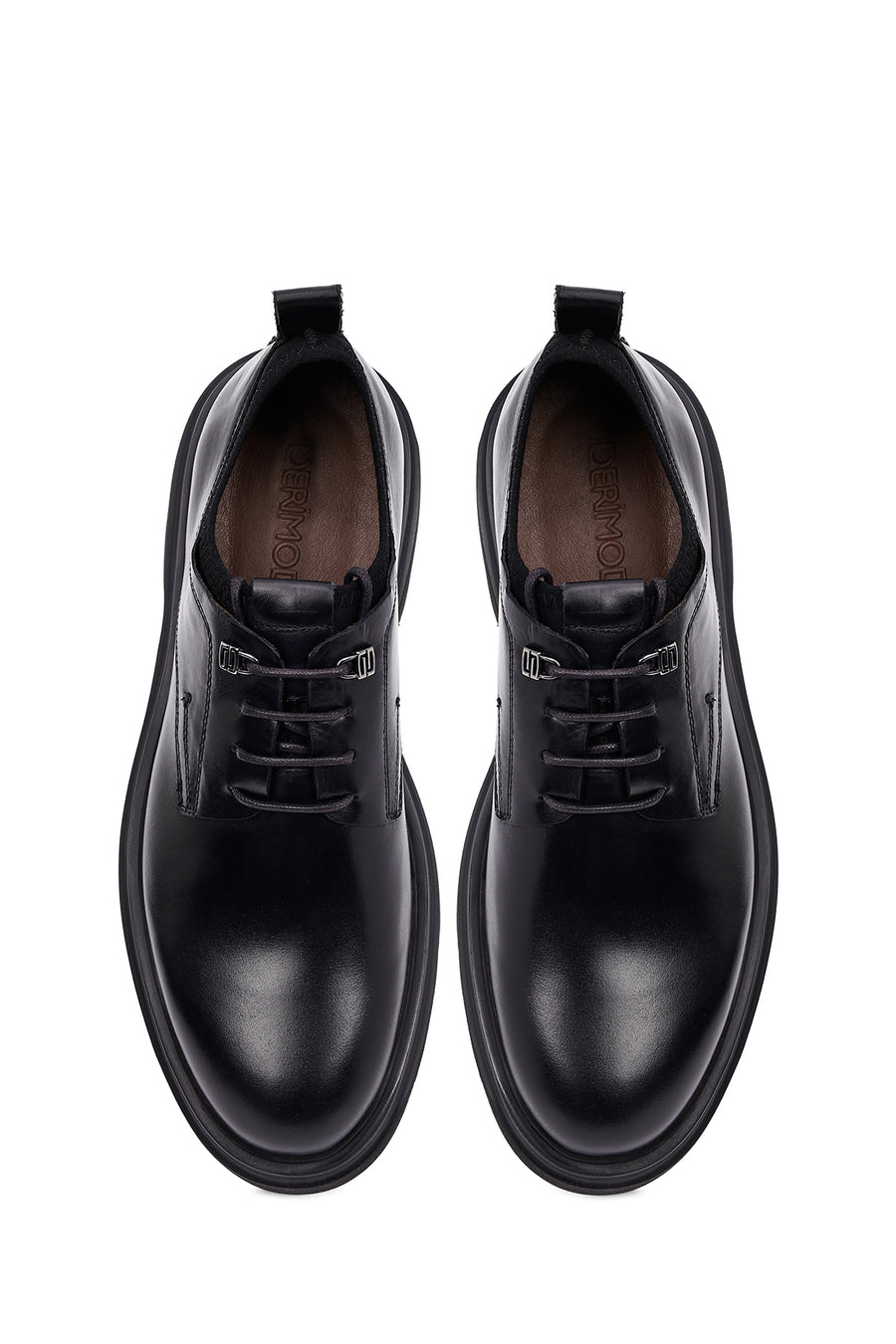 Erkek Siyah Bağcıklı Kalın Tabanlı Deri Casual Ayakkabı