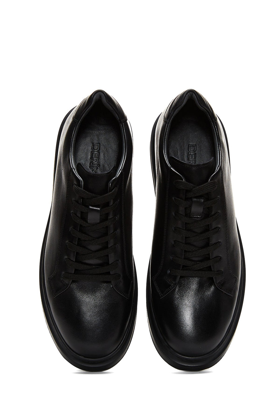 Men's Black Lace Up Leather Sneakers