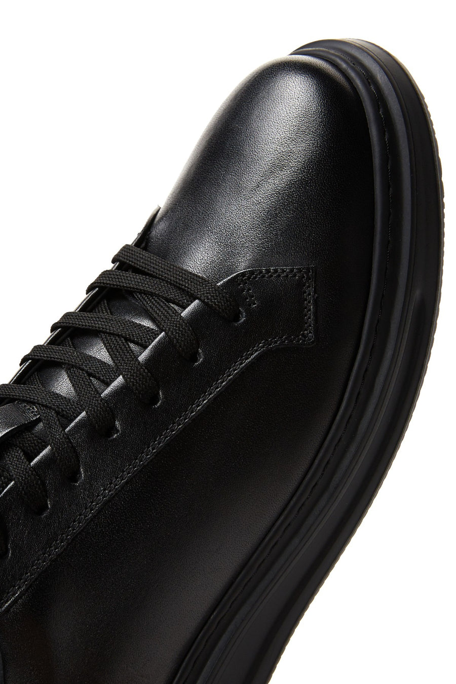 Men's Black Lace Up Leather Sneakers