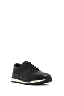 Erkek Siyah Bağcıklı Deri Casual Sneaker | Derimod