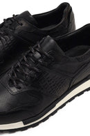 Erkek Siyah Bağcıklı Deri Casual Sneaker | Derimod