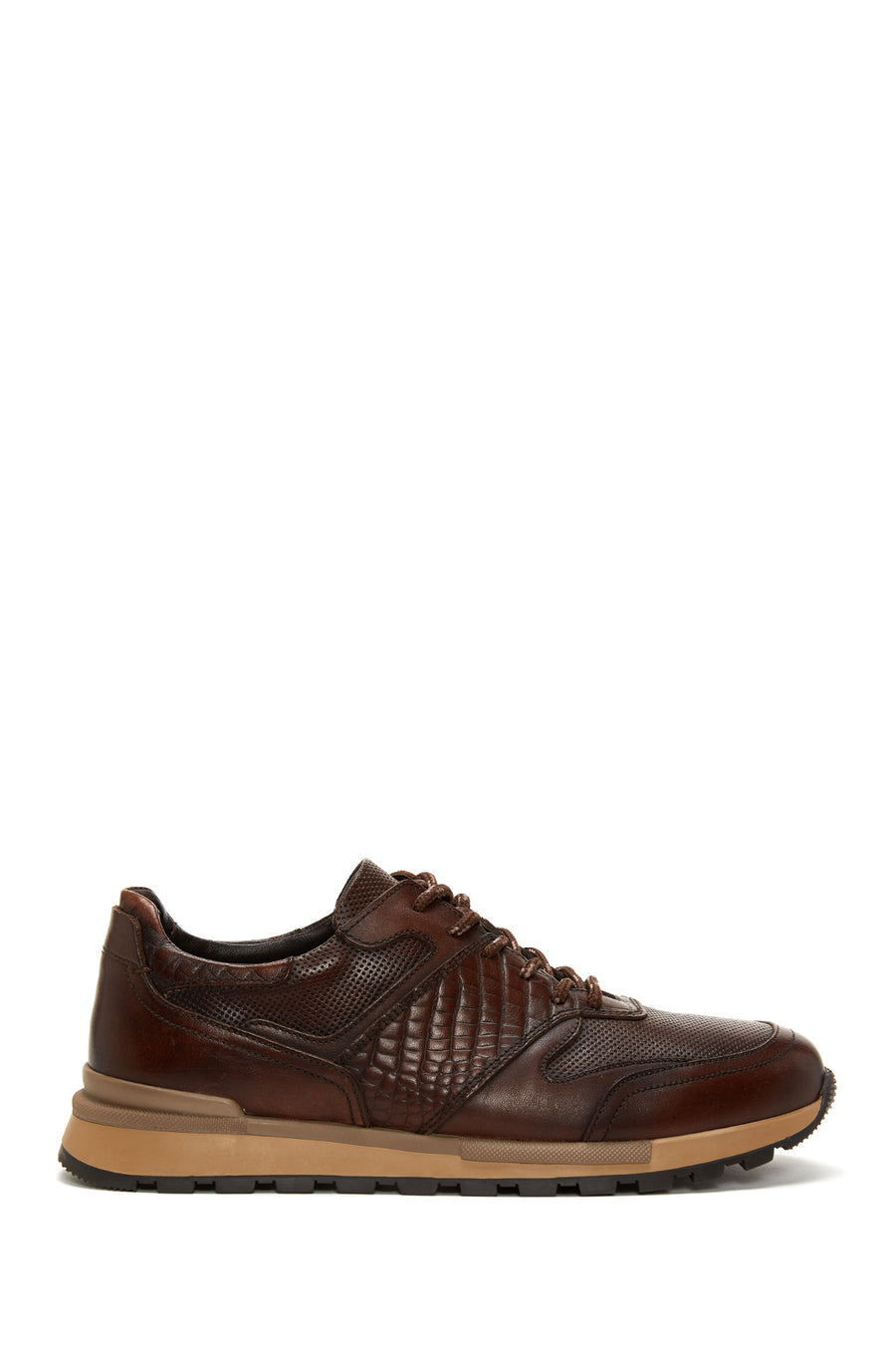 Erkek Kahverengi Bağcıklı Deri Casual Sneaker 25WFD610114 | Derimod