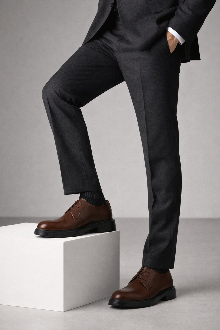 Men's Brown Lace-Up Leather Casual Shoes