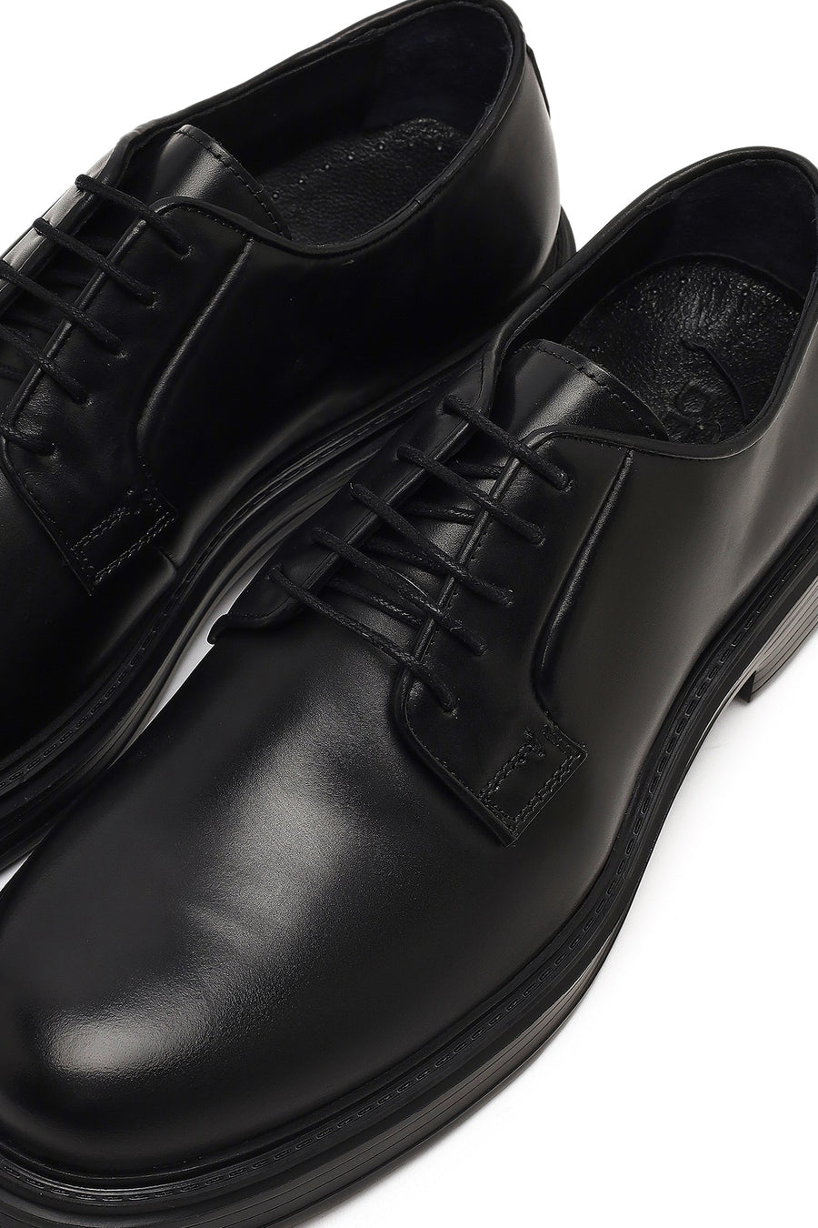 Men's Black Lace-Up Leather Casual Shoes