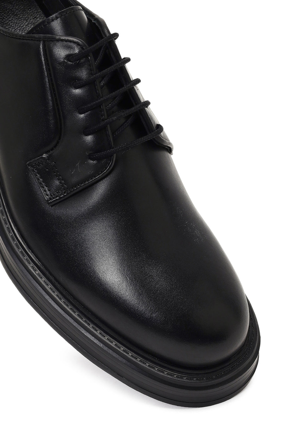 Men's Black Lace-Up Leather Casual Shoes