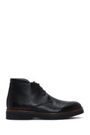 Men's Black Lace-Up Leather Boat | Derimod