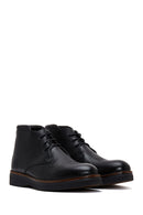 Men's Black Lace-Up Leather Boat | Derimod