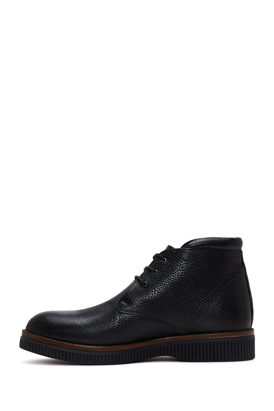 Men's Black Lace-Up Leather Boat