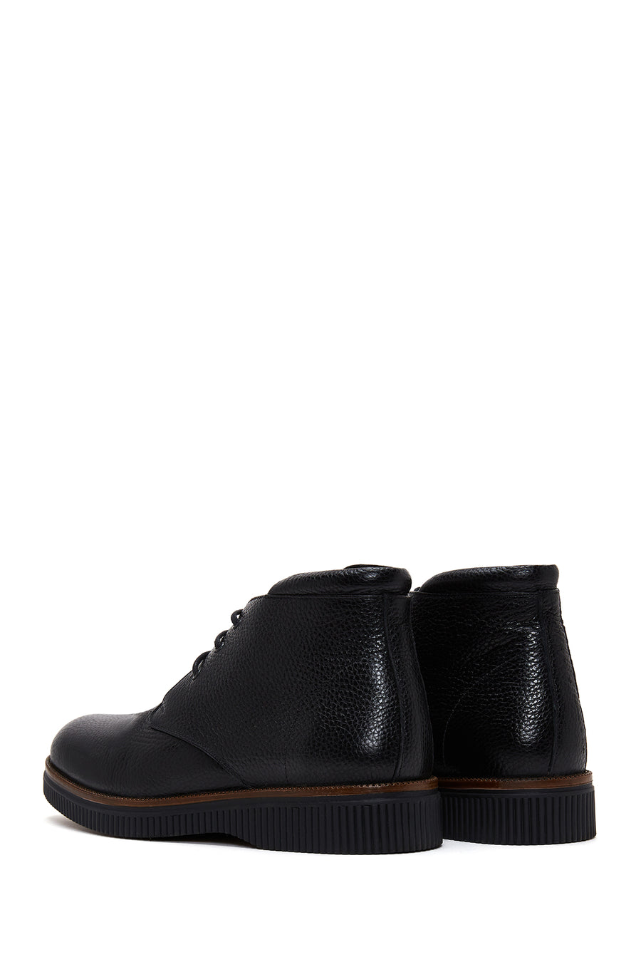 Men's Black Lace-Up Leather Boat