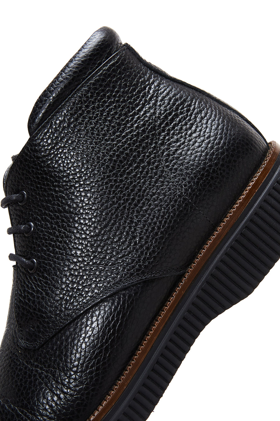 Men's Black Lace-Up Leather Boat