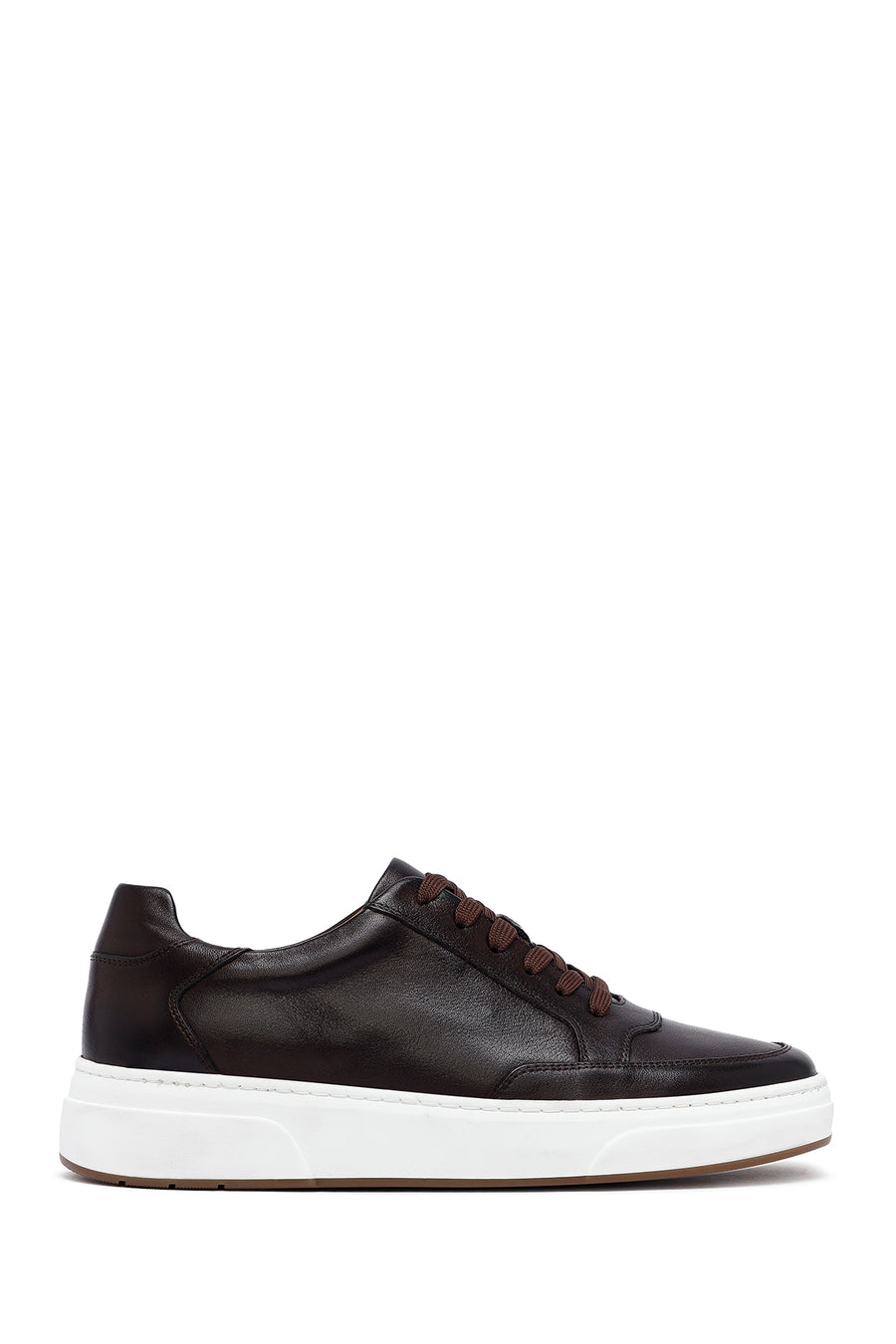 Men's Brown Lace-Up Thick-Soled Leather Sneakers 25WFD610618 | Derimod