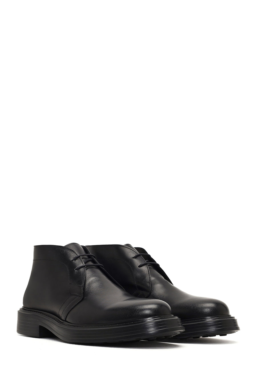 Men's Black Lace-Up Leather Casual Boot