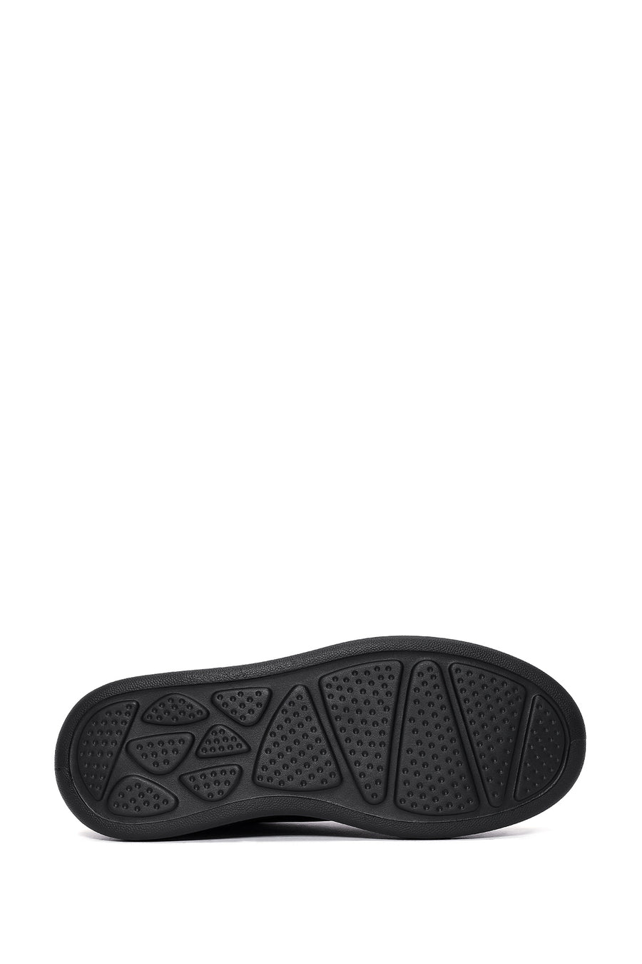 Men's Black Lace-Up Thick Sole Leather Sneakers
