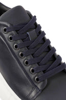Men's Navy Blue Lace-Up Thick-Soled Leather Sneakers | Derimod