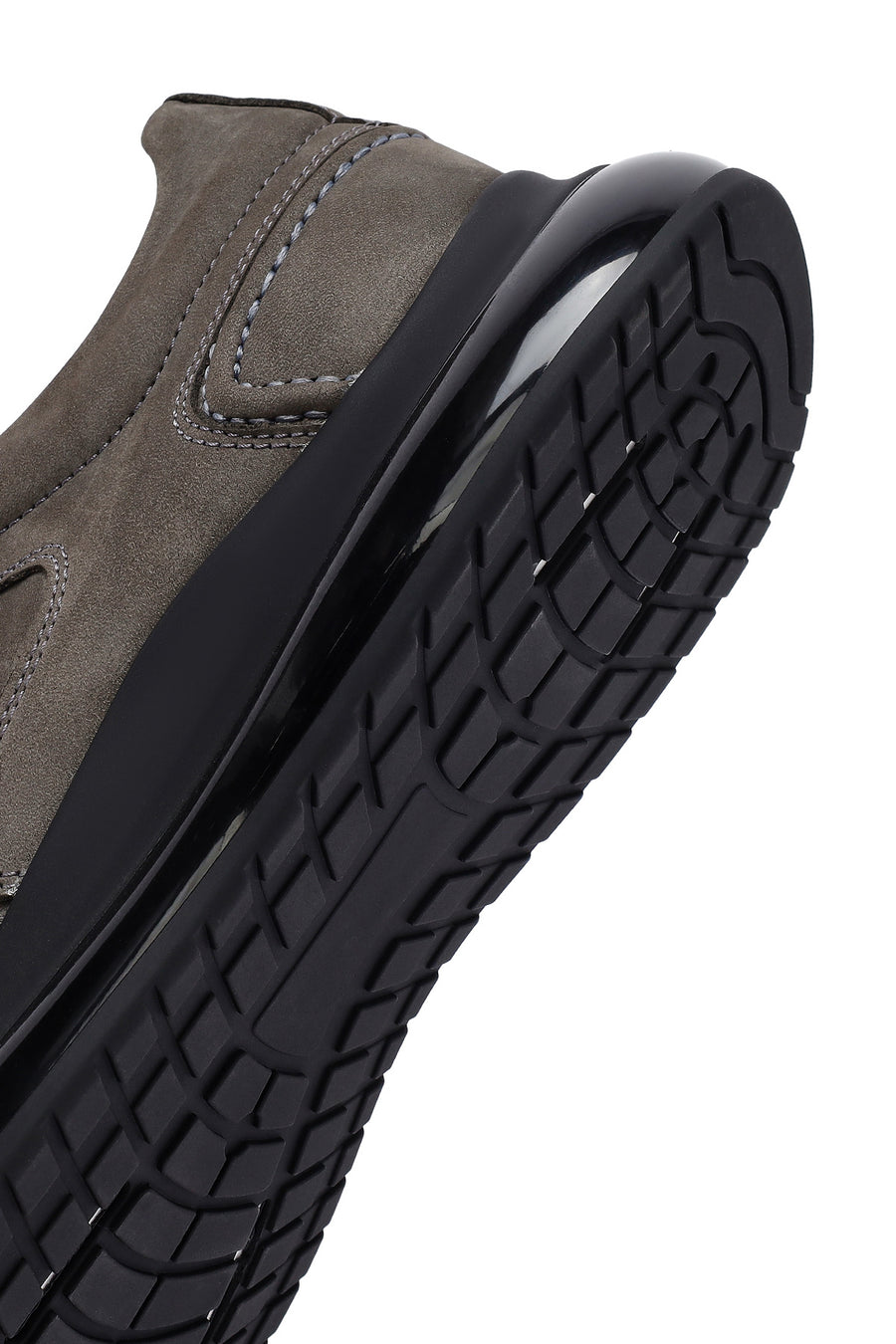 Erkek Gri Bağcıklı Kalın Tabanlı Nubuk Deri Sneaker