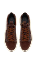 Erkek Kahverengi Bağcıklı Kalın Tabanlı Deri Sneaker | Derimod