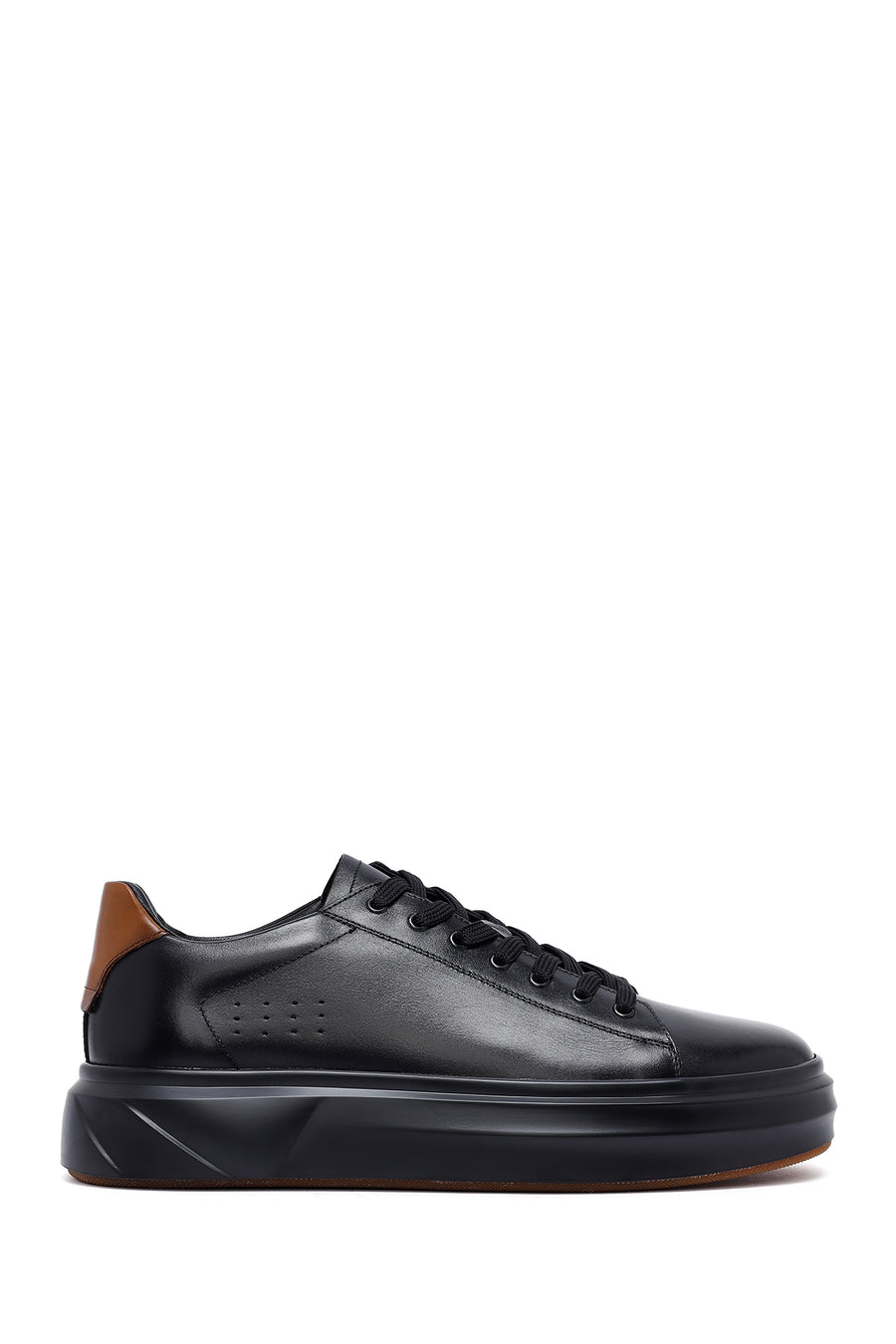 Men's Black Lace-Up Thick Sole Leather Sneakers 25WFD611618 | Derimod