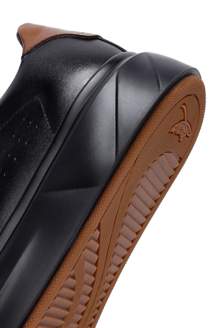 Men's Black Lace-Up Thick Sole Leather Sneakers