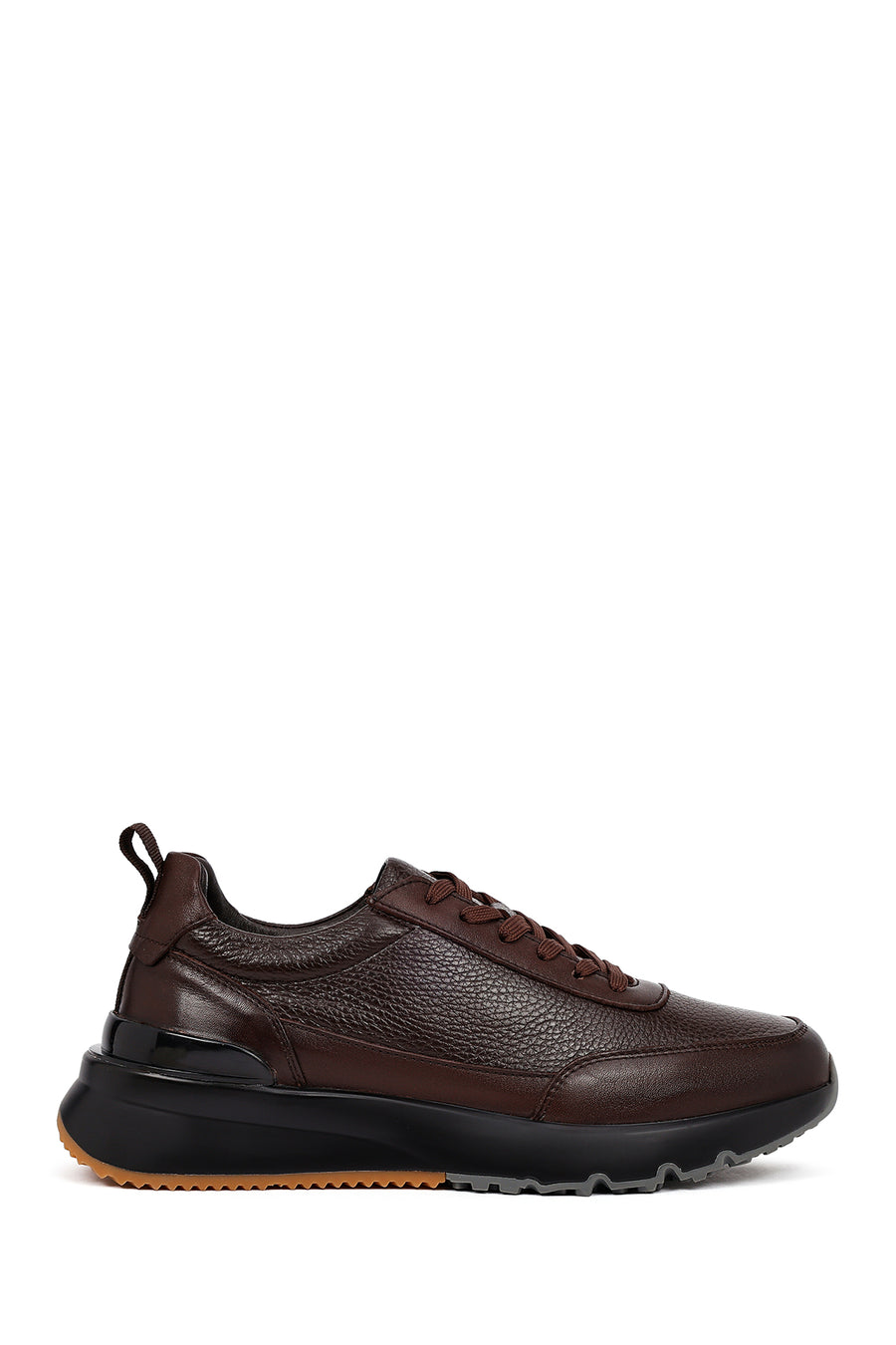 Erkek Kahverengi Bağcıklı Kalın Tabanlı Deri Sneaker 25WFD611714 | Derimod
