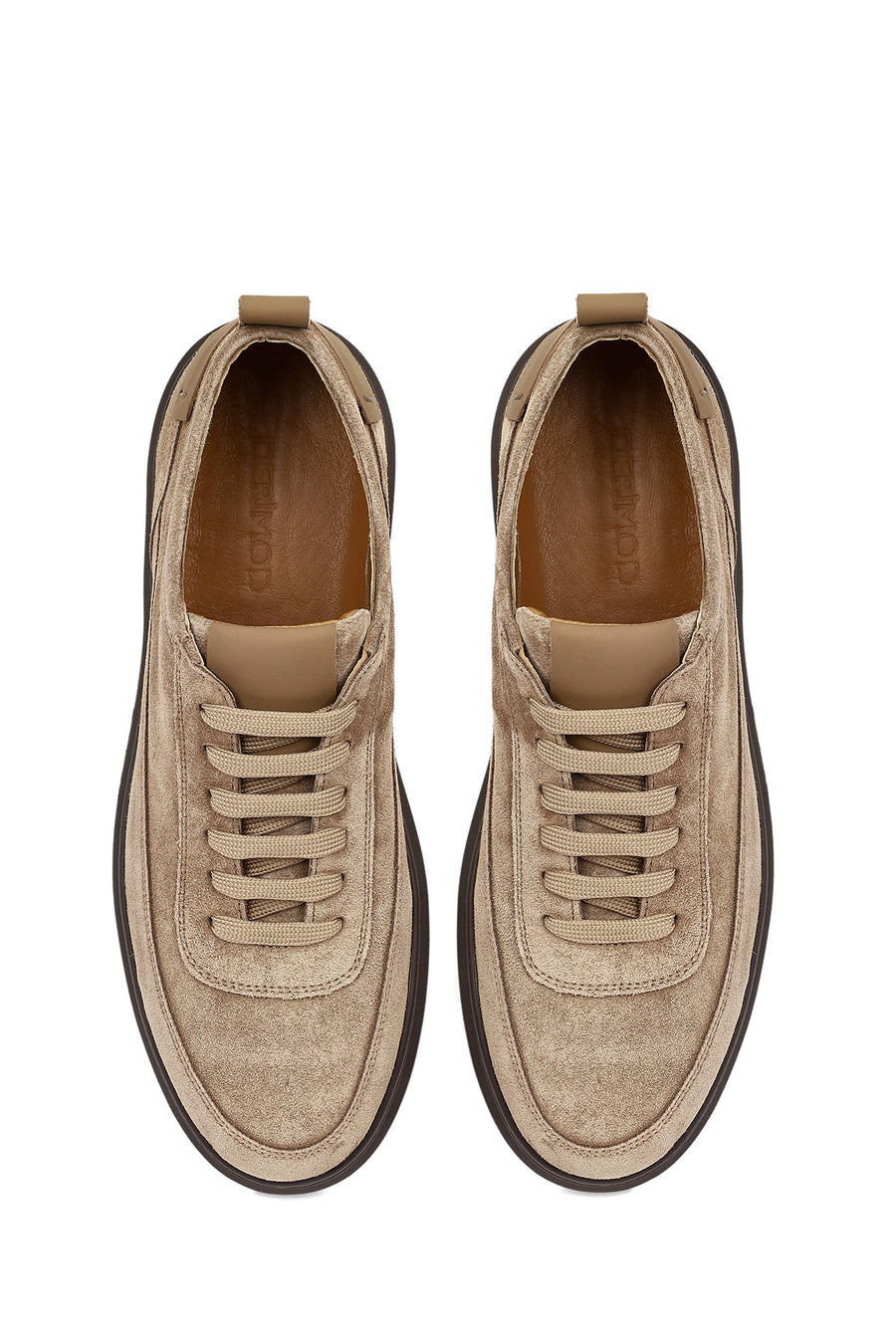 Men's Mink Lace-Up Thick Soled Suede Leather Sneaker