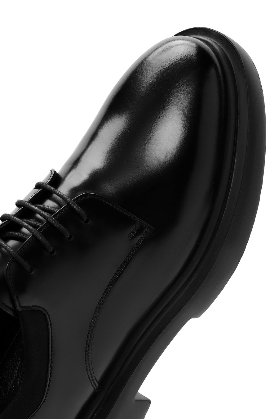 Male Black Leather Thick-Soled Casual Shoes