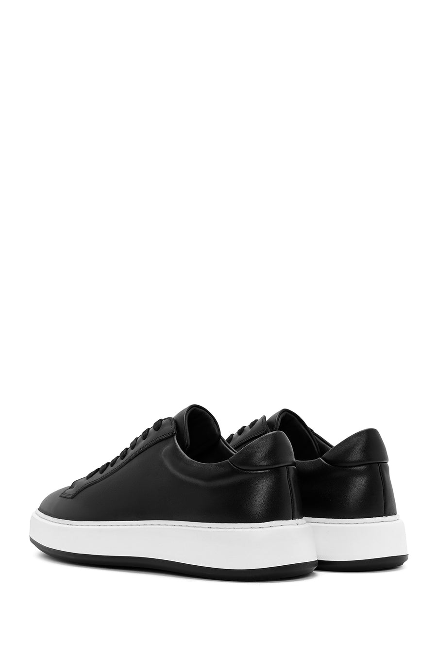 Men's Black Lace Up Leather Sneakers