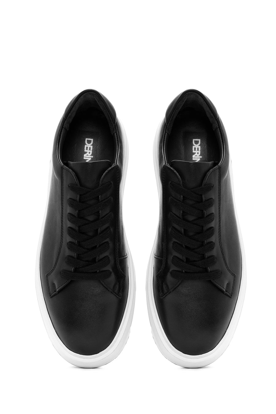 Men's Black Lace Up Leather Sneakers