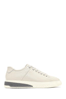 Men's White Lace-Up Thick-Soled Leather Sneaker | Derimod