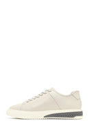 Men's White Lace-Up Thick-Soled Leather Sneaker | Derimod
