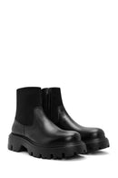 Men's Black Zippered Thick Sole Leather Casual Boots | Derimod
