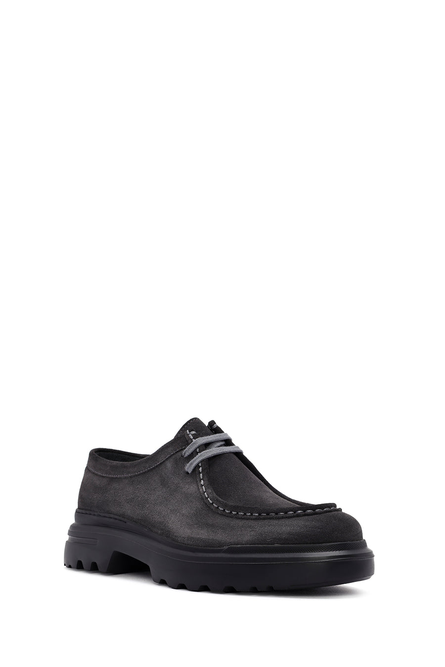 Men's Gray Lace-Up Suede Leather Casual Shoes