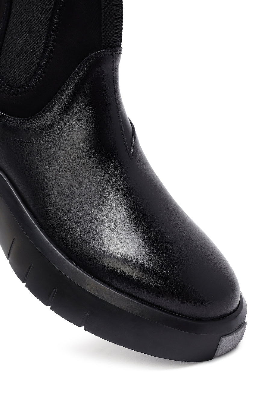 Men's Black Thick Sole Leather Chelsea Boots