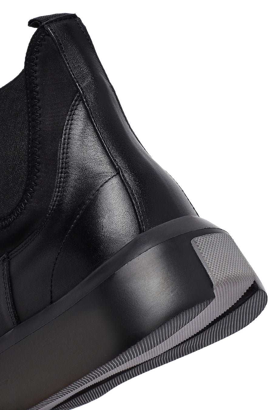 Men's Black Thick Sole Leather Chelsea Boots