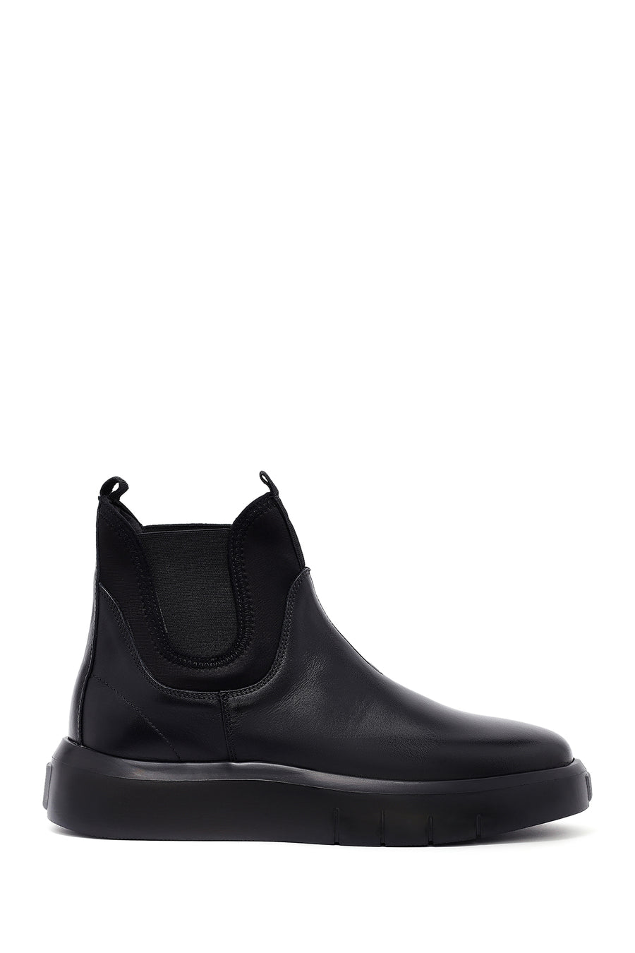 Men's Black Thick Sole Leather Chelsea Boots