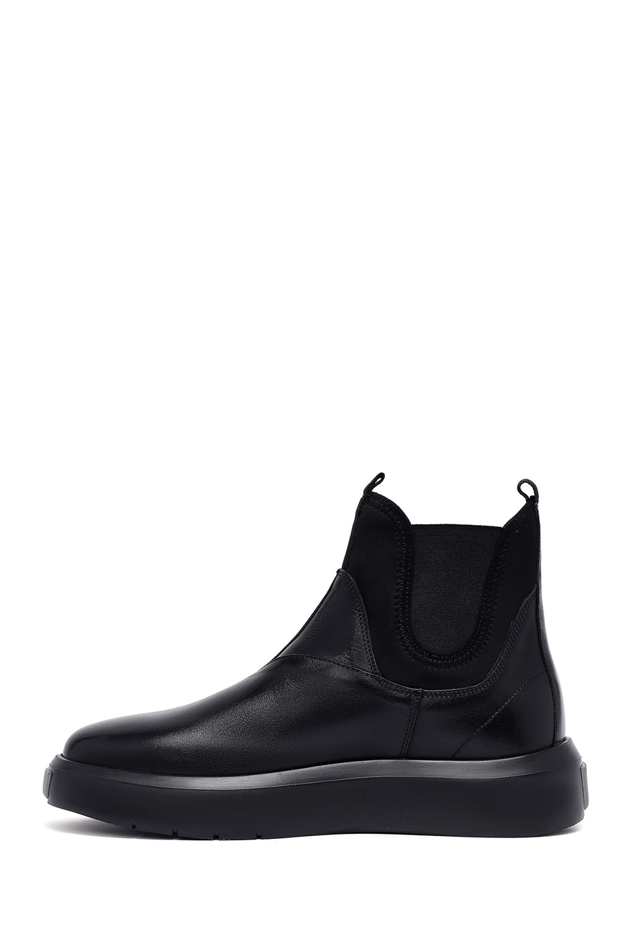 Men's Black Thick Sole Leather Chelsea Boots